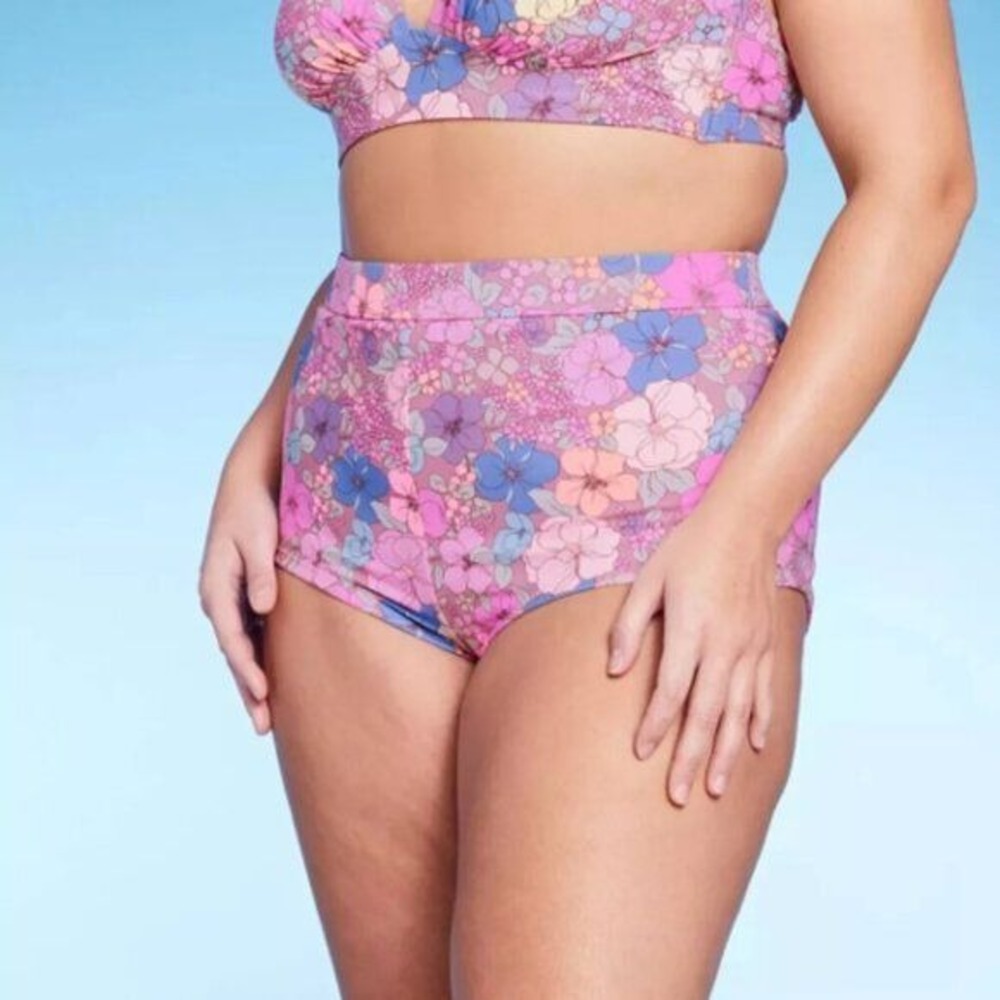 WILD FABLE High Waisted Cheeky Swim Bottoms Groovy‎ Floral Print Womens 1X